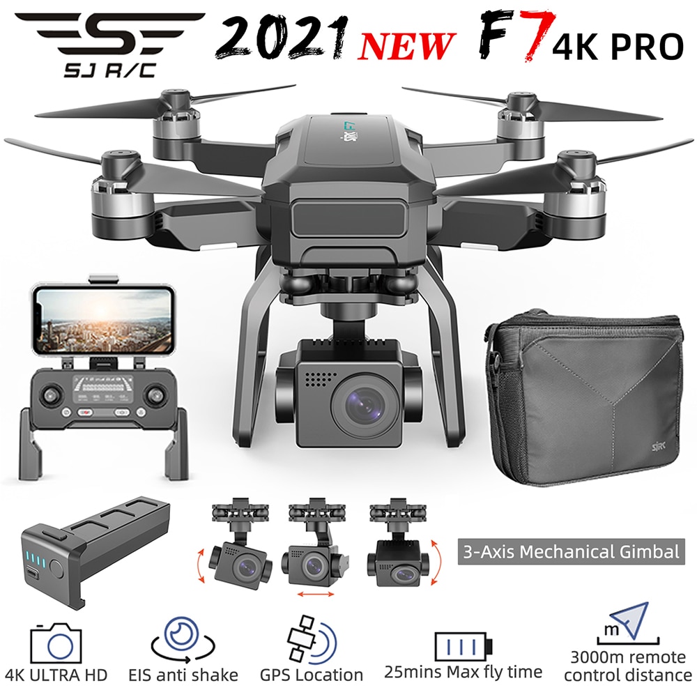 SJRC F7 PRO GPS Drone 4K Dual HD Camera 3-Axis Gimbal Professional (ammattilainen)